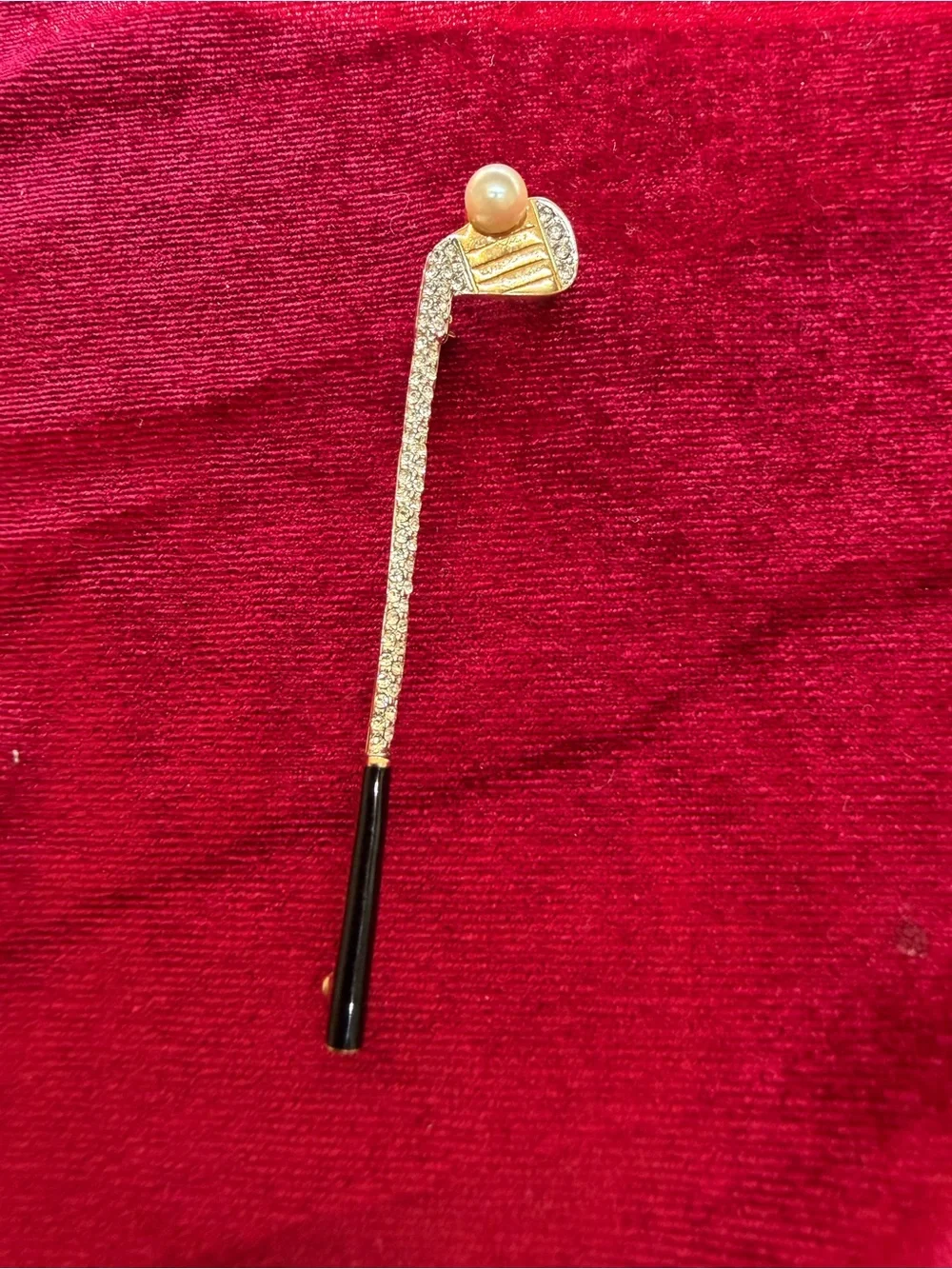 Vintage Carolee Clear Pave' Crystal Golf Club Brooch